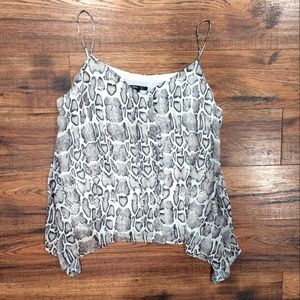 MNG Suit Women's V-Neck Lined Snake Print Pullover Sleeveless Blouse Large L